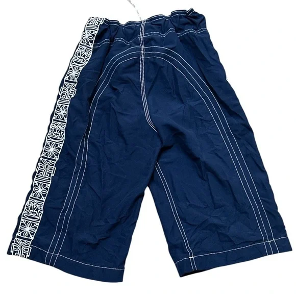Lands End Kids Boys Swim Shorts Adjustable Elastic Waistband & Lace Tie Lined - Picture 2 of 11